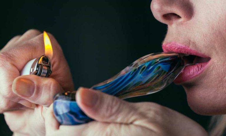 Smoking Cannabis from a Glass Pipe