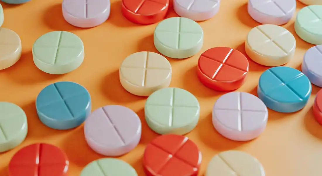 colorful tablets, ecstasy concept