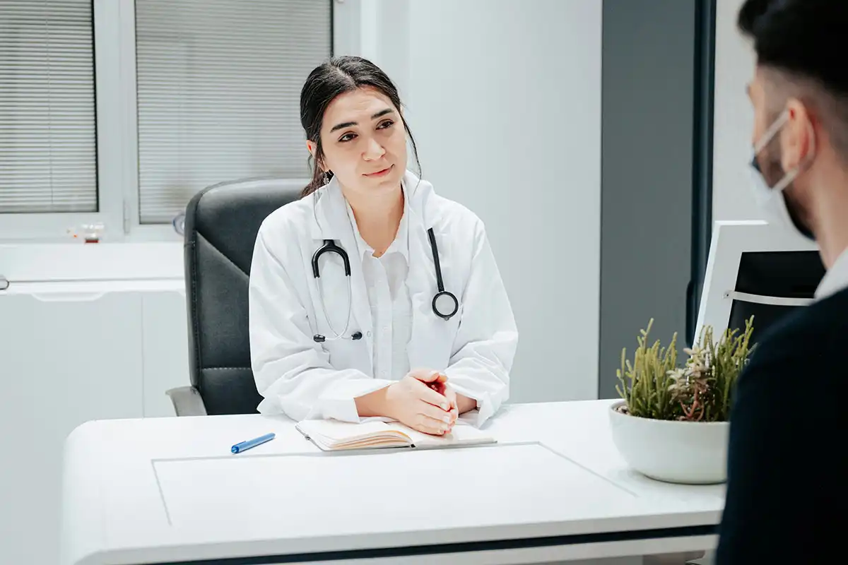 male client during doctor's consultation