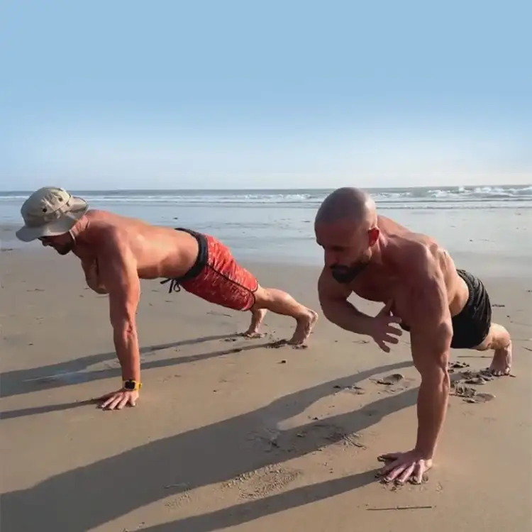 male client together with his case manager doing some exercises in huntington beach california